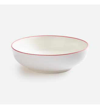 Saladier liseré rouge et blanc, en porcelaine - La Redoute Interieurs - Blanc et rouge