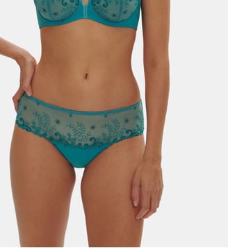 Shorty Delice tulle brodé - Simone Pérèle - Bleu turquoise