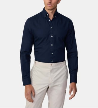 Chemise Oxford Coupe Ajustée Teinte En Pièce - Hackett London - Navy