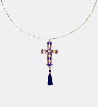 Collier chaîne avec pendentif perles tissées DIVYNA - Hipanema - Bleu