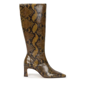 Bottes Coline Cuir Embossé Serpent - Bobbies - Kaki mamba