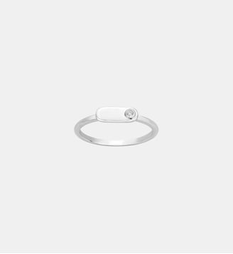 Bague cartouche Mini Addict en Argent avec diamant blanc - La Garçonne Diamant - Argent