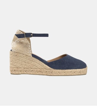Espadrilles compensées à bride cheville et talon tressé CAROL - Castaner - Bleu