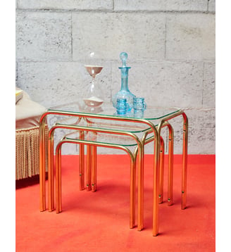 Tables gigognes en laiton Barbara N°161- Produit chiné - Debongout - Doré