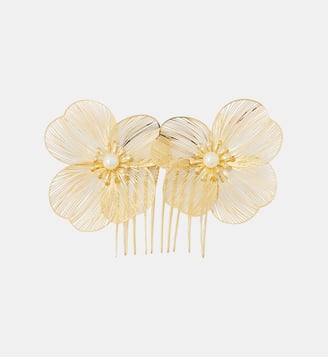 Peigne à cheveux cérémonie fleurs en filigrane doré - Balaboosté - Doré