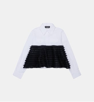 Chemise à manches longues avec volants - Dsquared2 - Blanc