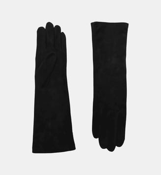 Gants Christina Sued Femme Cuir Doublés Soie - Agnelle - Noir