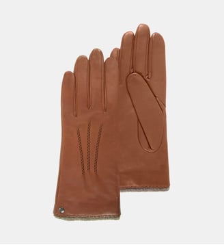 Gants en cuir d'agneau pleine fleur, doublés cachemire Isotoner