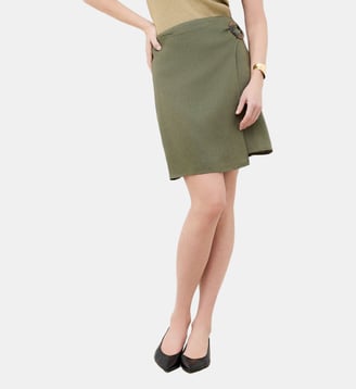 Jupe jsunny 100% lin - Motif uni - Lin - Caroll - Vert kaki