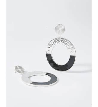 Boucles d'oreilles pendantes Illusion Vernis noir - Flowers for Zoe - Noir