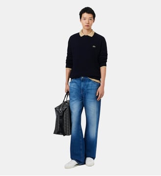 Pull en laine col rond - Lacoste - Bleu marine