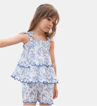 Ensemble court -  coton imprimé inspiration toile de jouy - Tartine Et Chocolat - Bleu