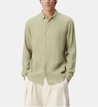 Chemise slim en lin - Ikks - Smoke green