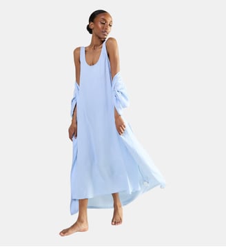 Chemise de nuit longue col rond en satin de viscose - Laurence Tavernier - Givre