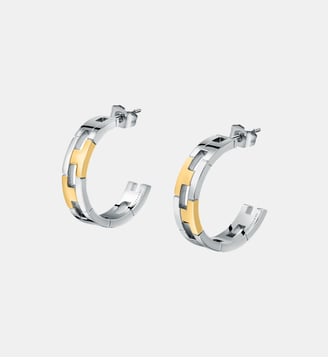 Boucles D'Oreilles en acier,cristaux, T-LOGO - Trussardi - Argent et doré