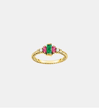 Bague maille corde pierre verte - Thomas Sabo - Or