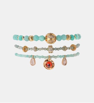 Bracelet multiliens de perles réglable PANTO - Hipanema - Bleu turquoise