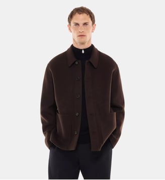 Blouson droit double face en laine - Fursac - Chocolat