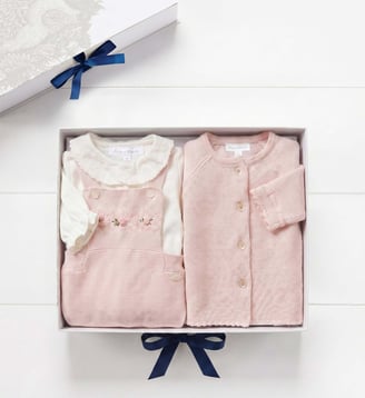 Coffret - Naissance mon ensemble en maille - Tartine Et Chocolat - Rose pâle