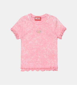 T-shirt à col rond avec logo - Diesel Kids - Peach pink