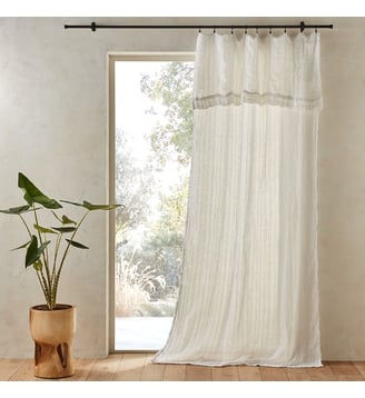 Voilage en lin et viscose - AM.PM - Blanc écume
