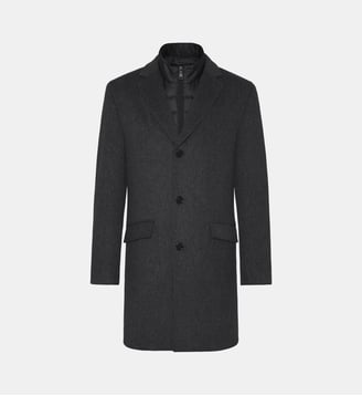 Manteau en laine et polyester avec parement amovible regular Deus - Digel - Anthracite