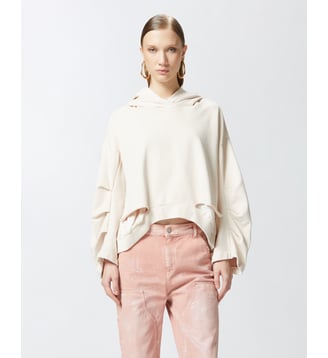 Sweat-shirt oversize avec détails en twill - Pinko - Rose