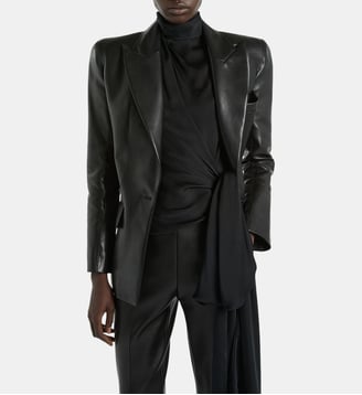 Veste épaulée en cuir d'agneau Balmain