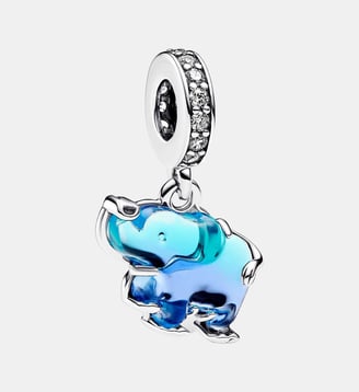 Charm Pendant Éléphant en Verre de Murano Bleu - Pandora - Argenté