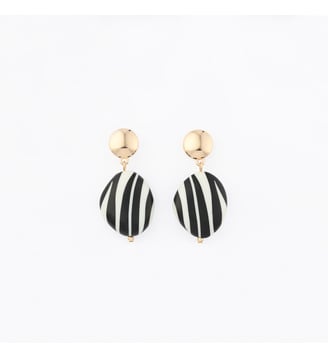 Boucles d'oreilles galets zébrés - Balaboosté - Noir