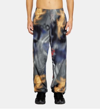 Pantalon en nylon avec imprimé intégral - Diesel - Noir et bleu