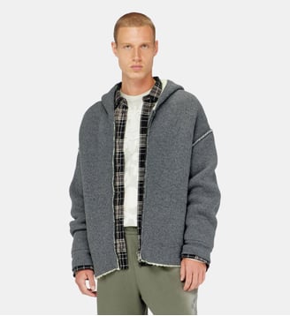 Sweat à capuche zippé en maille à double texture Diesel