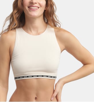 Crop top en microfibre côtelée sans couture Icons Seamless - Dim - Ivoire