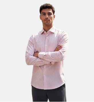 Chemise à rayures fresh fond rose coupe cintrée - Atelier Privé - Rose