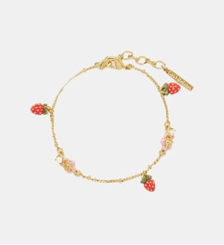 Bracelet charms fraises des bois et fleurs roses - Les Néréides - Multicolore