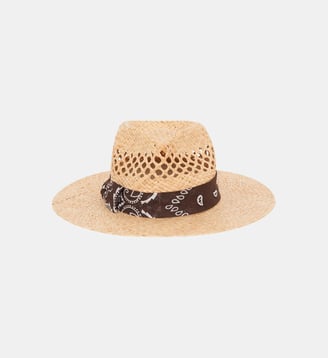 Chapeau en raphia à bandana - KAYNA - Pablo - Marron