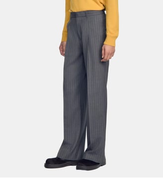 Pantalon de costume large en laine - Sandro - Gris moyen