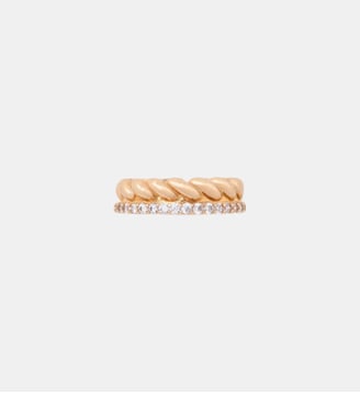 Bague dorée torsadée et strassée - Maje - Doré