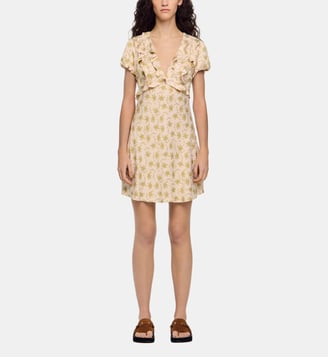 Robe courte à imprimé fleurs - Sandro - Rose pâle