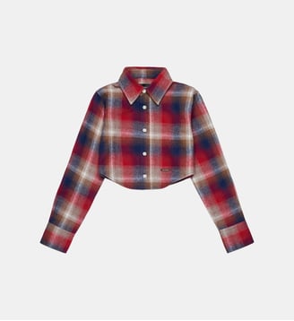 Chemise courte en flanelle à carreaux - Dsquared2 - Rouge