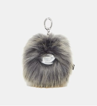 Porte-clés en fourrure avec pendentif - Diesel - Gris