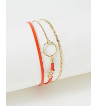 bracelet cuirs et chaines Tabatha Orange Blood - Flowers for Zoe - Rouge