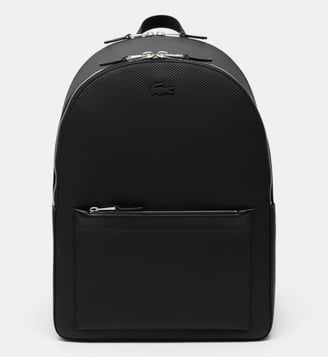 Sac à dos rigide refente cuir italien texturé - Lacoste - Noir