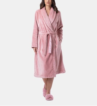 Peignoir en peluche flanelle ESSENTIEL H61B - Lingerie Le Chat - Rose
