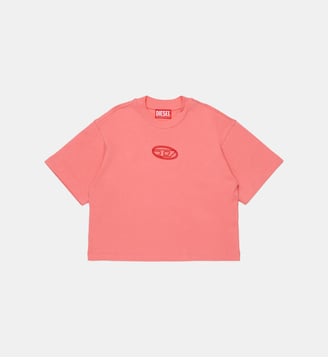 T-shirt en jersey ample avec logo Oval D - Diesel Kids - Peach pink
