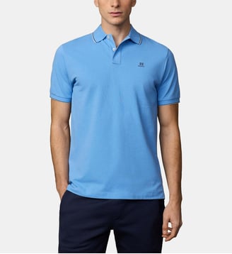 Polo Coupe Regular À Manches Courtes Avec Liseré - Hackett London - Bright blue