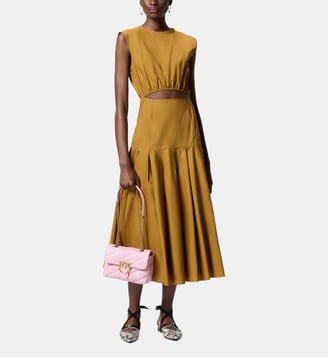 Robe midi plissée sans manches à découpe - Pinko - Bronze