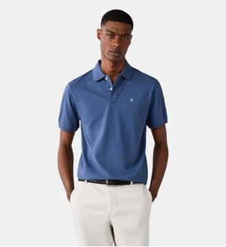 Polo Coupe Slim À Manches Courtes Avec Logo - Hackett London - Airforce blue