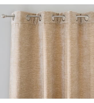 Rideau en velours texturé, à oeillets - La Redoute Interieurs - Beige