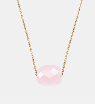 Collier, quartz rose poudre, or jaune - Morganne Bello - Or jaune